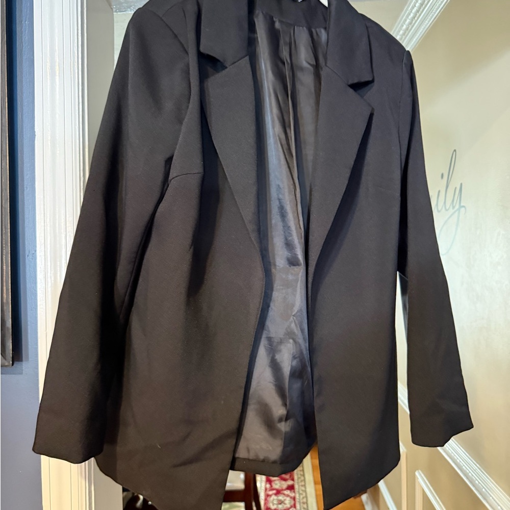 Classic Black Open-Front Blazer Jacket